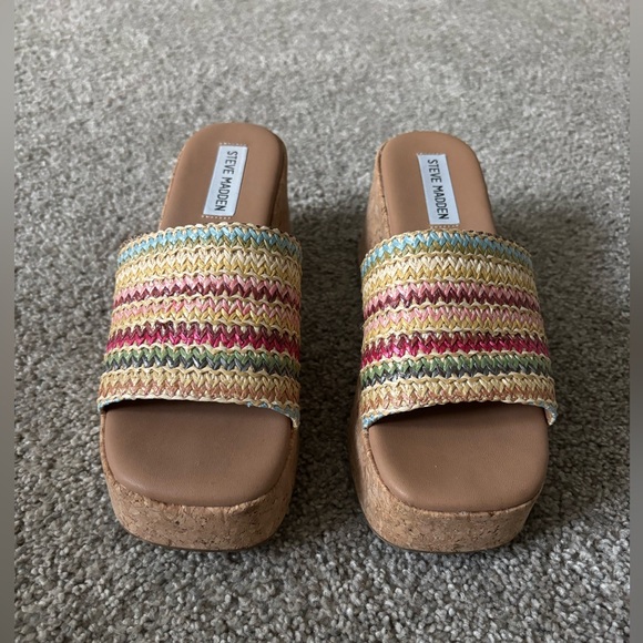 Steve Madden Shoes - Steve Madden Colorful Woven Platform Slides